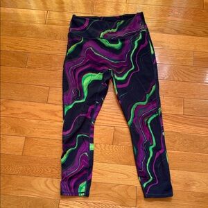 Fabletics Women's Leggings in Vibrant Purple and Green